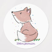 Cute baby fox cartoon illustratie labels (Design 1)