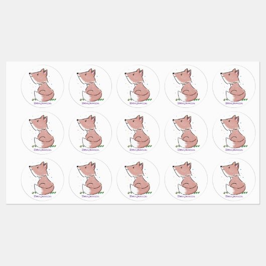 Cute baby fox cartoon illustratie labels (Vel)
