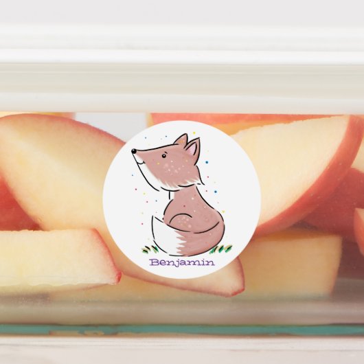 Cute baby fox cartoon illustratie labels (Aangebracht)