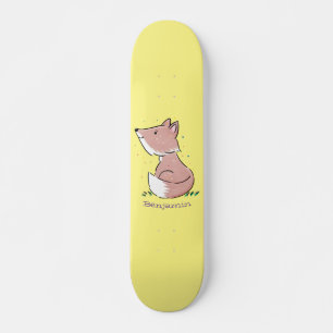 Cute baby fox cartoon illustratie persoonlijk skateboard