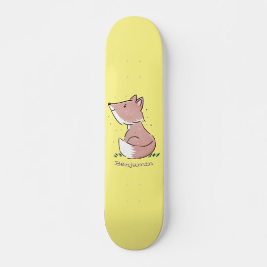 Cute baby fox cartoon illustratie persoonlijk skateboard (Voorkant)