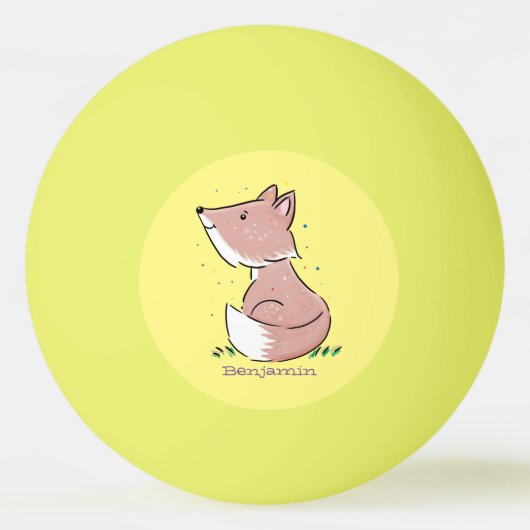 Cute baby fox cartoon illustratie pingpongbal (Voorkant)