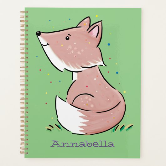 Cute baby fox cartoon illustratie planner (Voorkant)