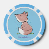 Cute baby fox cartoon illustratie poker chips (Achterkant)