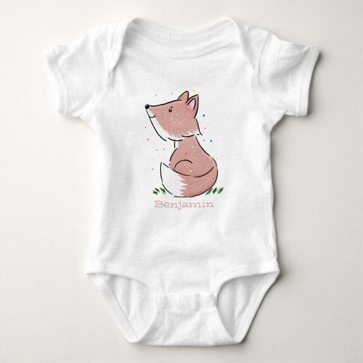 Cute baby fox cartoon illustratie romper (Voorkant)