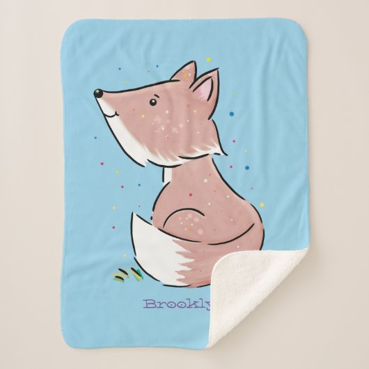 Cute baby fox cartoon illustratie sherpa deken (Voorkant)