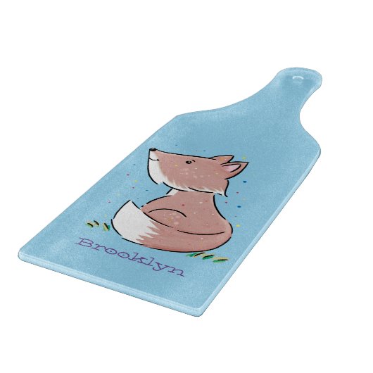 Cute baby fox cartoon illustratie snijplank (Hoek)