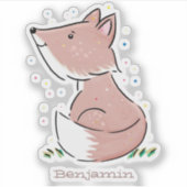 Cute baby fox cartoon illustratie sticker (Voorkant)