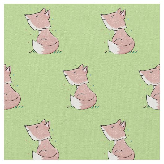 Cute baby fox cartoon illustratie stof (Close Up)