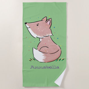 Cute baby fox cartoon illustratie strandlaken