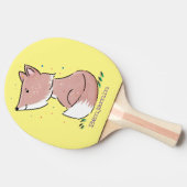Cute baby fox cartoon illustratie tafeltennisbatje (Zijkant)
