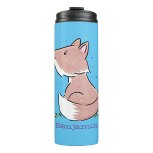 Cute baby fox cartoon illustratie thermosbeker
