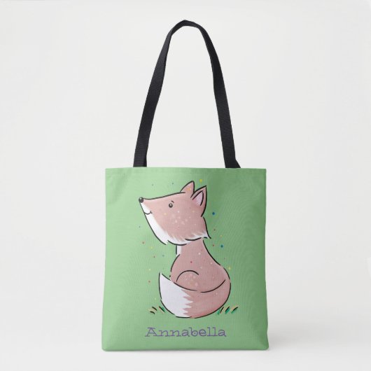 Cute baby fox cartoon illustratie tote bag (Voorkant)