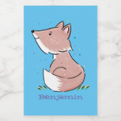 Cute baby fox cartoon illustratie voedselcontainer etiket (Enkel label)