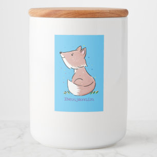 Cute baby fox cartoon illustratie voedselcontainer etiket