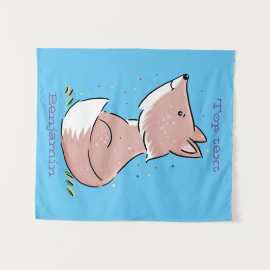 Cute baby fox cartoon illustratie wandkleed (Voorkant (horizontaal))