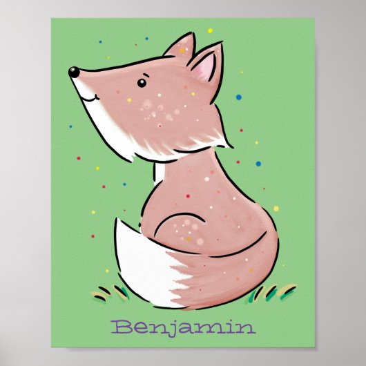 Cute baby fox cartoon illustration poster (Voorkant)