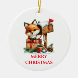 Cute Baby Fox Christmas Keramisch Ornament