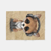 Cute Baby Fox Dj Wearing Headphones Fleece Deken (Voorkant (Horizontaal))