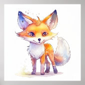 Cute Baby Fox Folie Print (Voorkant)