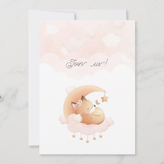 Cute Baby Fox Invite - Baby shower Kaart (Achterkant)