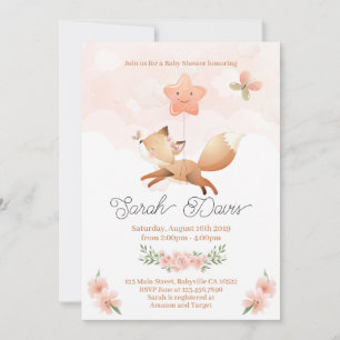 Cute Baby Fox Invite - Baby shower Kaart