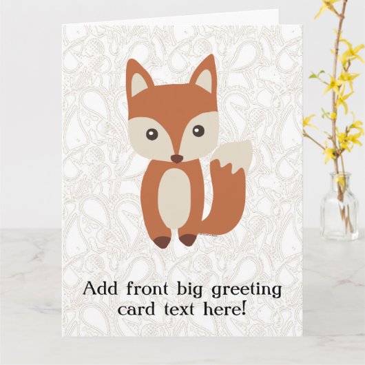 Cute Baby Fox Kaart (Gele Bloem)