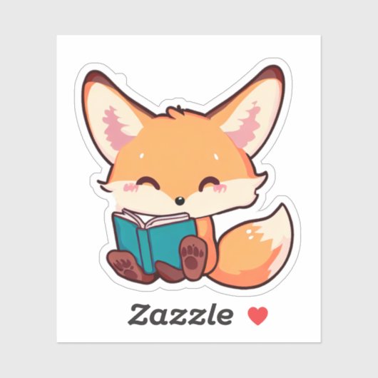 Cute Baby Fox las boek Sticker (Vel)