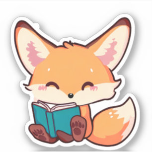 Cute Baby Fox las boek Sticker