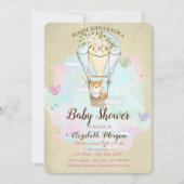 Cute Baby Fox, luchtballon, Butterfly Baby shower Kaart (Voorkant)