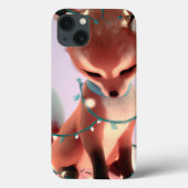 Cute Baby Fox met Fairy Lights iPhone 13 Hoesje (Achterkant)