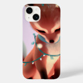 Cute Baby Fox met Fairy Lights iPhone 14 Hoesje (Achterkant)