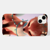 Cute Baby Fox met Fairy Lights iPhone 14 + Hoesje (Achterkant (horizontaal))