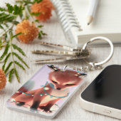 Cute Baby Fox met Fairy Lights Sleutelhanger (Voorkant Rechts)
