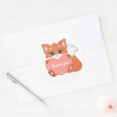 Cute Baby Fox met hart Dank u Klassieke Ronde S Ronde Sticker (Envelop)