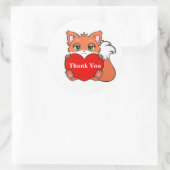 Cute Baby Fox met hart Hartelijk dank Ronde Sticker (Tas)
