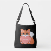 Cute Baby Fox met hart op Black Crossbody Bag Crossbody Tas (Voorkant)