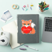 Cute Baby Fox met Heart Good Vibes Sticker (iPad Cover)