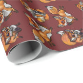 Cute Baby Fox Pattern Print Cadeaupapier (Rol Hoek)