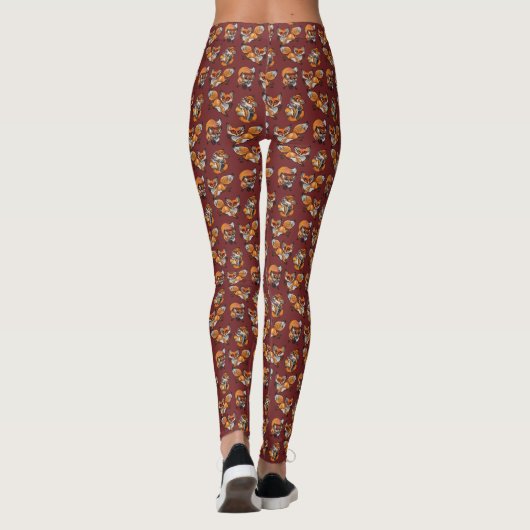 Cute Baby Fox Pattern Print Leggings (Achterkant)