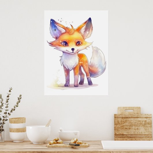 Cute Baby Fox Poster (Keuken)