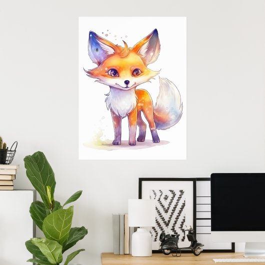 Cute Baby Fox Poster (Thuiskantoor)