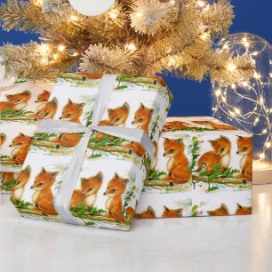 Cute Baby Fox retro Wrapping Paper Cadeaupapier