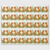 Cute Baby Fox retro Wrapping Paper Cadeaupapier (Vlak)