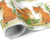 Cute Baby Fox retro Wrapping Paper Cadeaupapier (Rol Hoek)