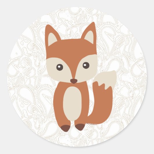 Cute Baby Fox Ronde Sticker (Voorkant)