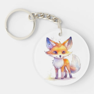 Cute Baby Fox Round AcrylSleutelhanger Sleutelhanger