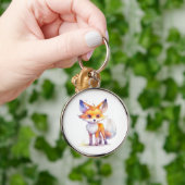 Cute Baby Fox Round Sleutelhanger (Hand)