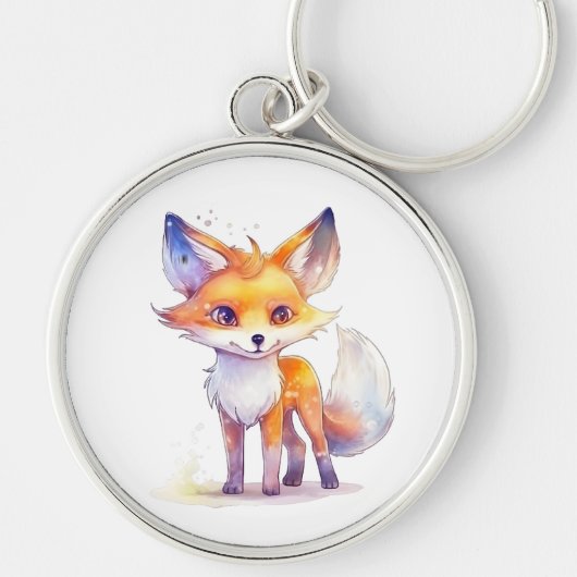 Cute Baby Fox Round Sleutelhanger (Voorkant)