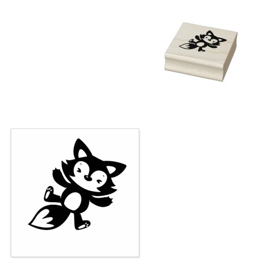 Cute Baby Fox Rubberstempel (Gestempeld)
